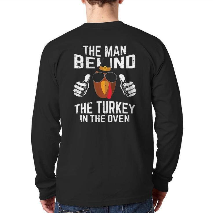 Thanksgiving Pregnancy Turkey In Oven Dad To Be Back Print Long Sleeve T-shirt