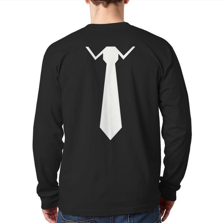 Tie With Collar Back Print Long Sleeve T-shirt
