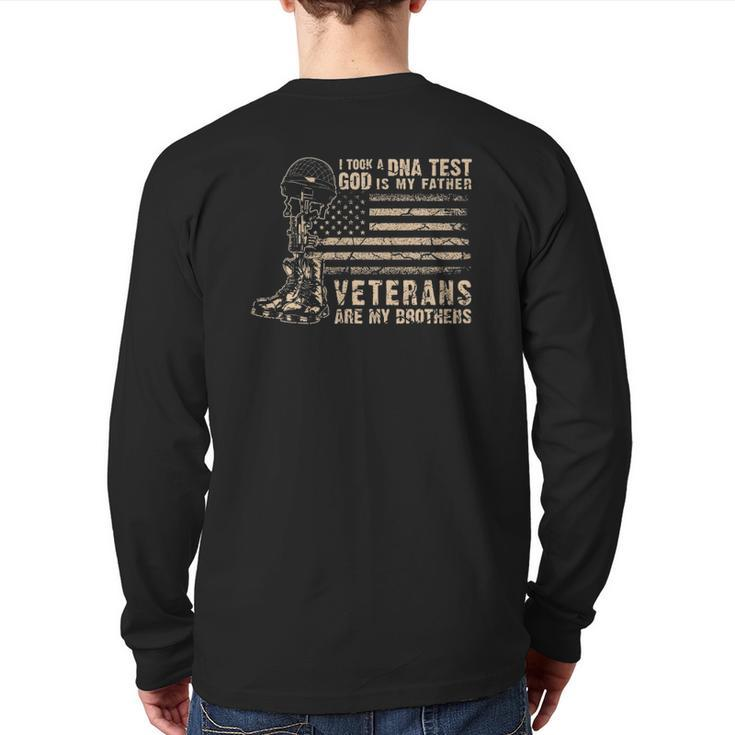 I Took A Dna Test God Is My Father Veterans Are My Brother Back Print Long Sleeve T-shirt
