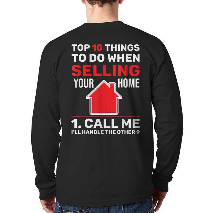 Top 10 Things To Do When Selling Your Home Call Me Realtor Back Print Long Sleeve T-shirt