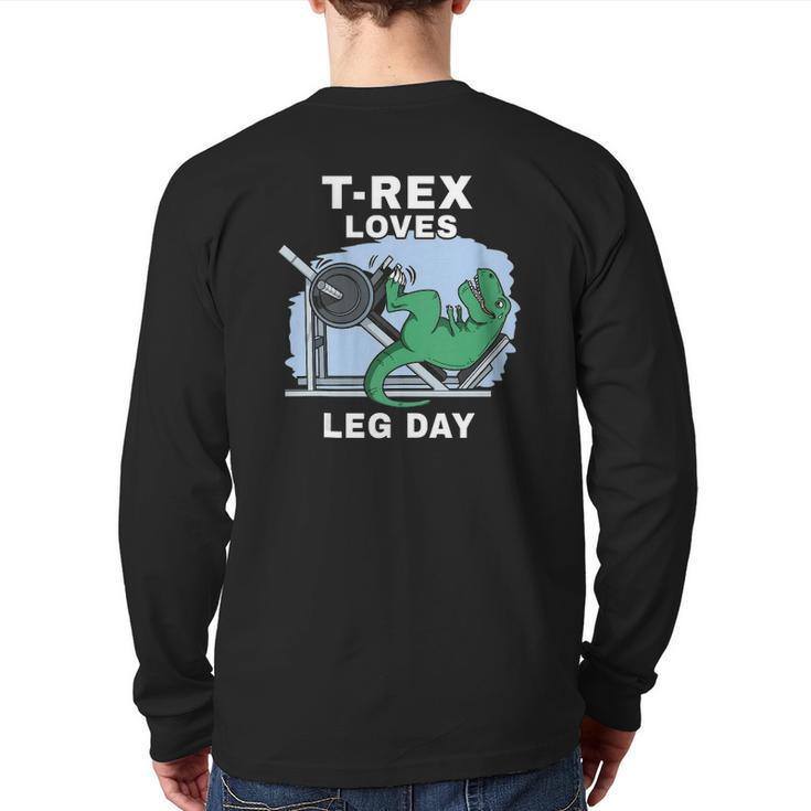 Trex Loves Leg Day Trex Arms Dinosaur Fitness Trex Tank Top Back Print Long Sleeve T-shirt