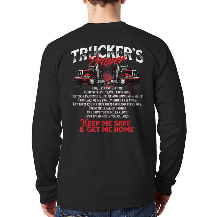 Truckers Prayer Semi Truck Driver Trucking Big Rig Driving Back Print Long Sleeve T-shirt