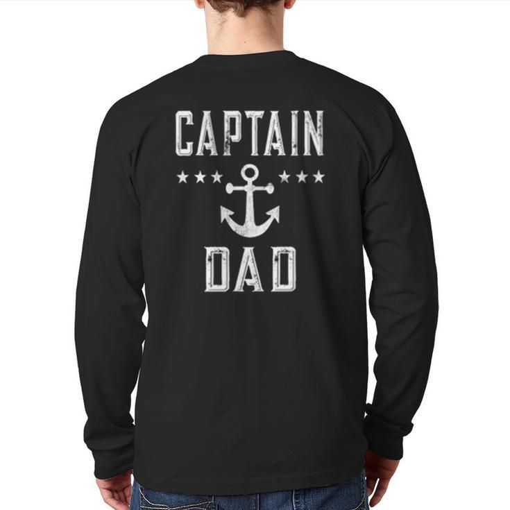 Two Sided Print Captain Dad Boat Lover Boating Back Print Long Sleeve T-shirt