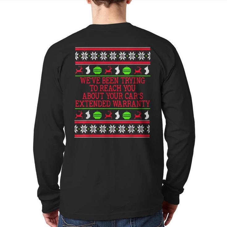 Ugly Christmas Sweater Car's Extended Warranty Meme Graphic Back Print Long Sleeve T-shirt