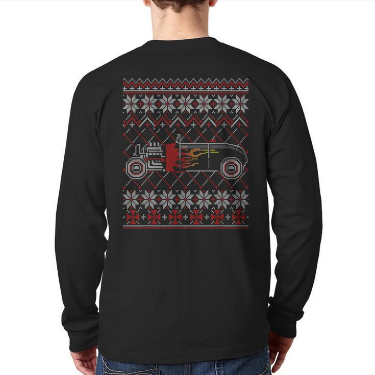 Ugly Christmas Sweater Fancy Cars Christmas Hot-Rod Racing Back Print Long Sleeve T-shirt