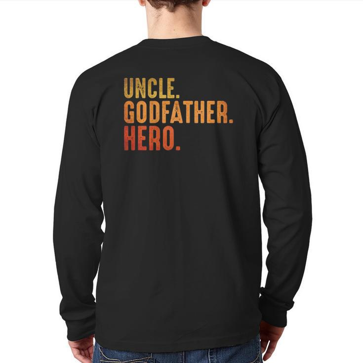 Uncle Awesome Godfather Hero Family Tee Back Print Long Sleeve T-shirt