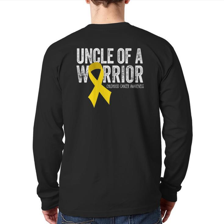 Uncle Of A Warrior Childhood Cancer Dad Ribbon Back Print Long Sleeve T-shirt