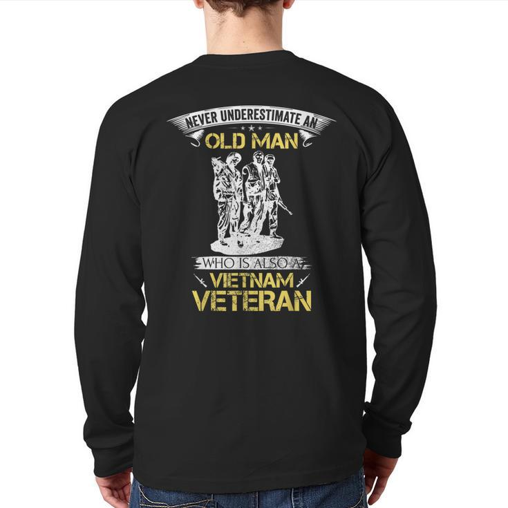 Never Underestimate An Old Man Vietnam Veteran  Back Print Long Sleeve T-shirt