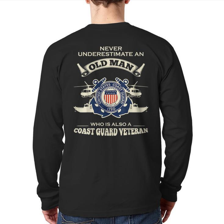 Never Underestimate Us Coast Guard Veteran T Veteran  Back Print Long Sleeve T-shirt