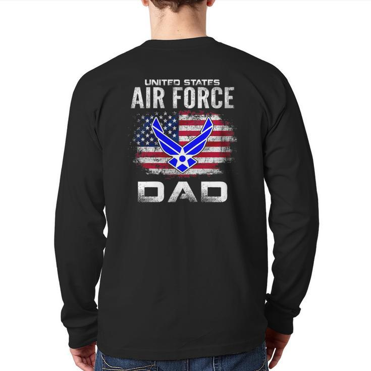 United States Air Force Dad With American Flag Back Print Long Sleeve T-shirt