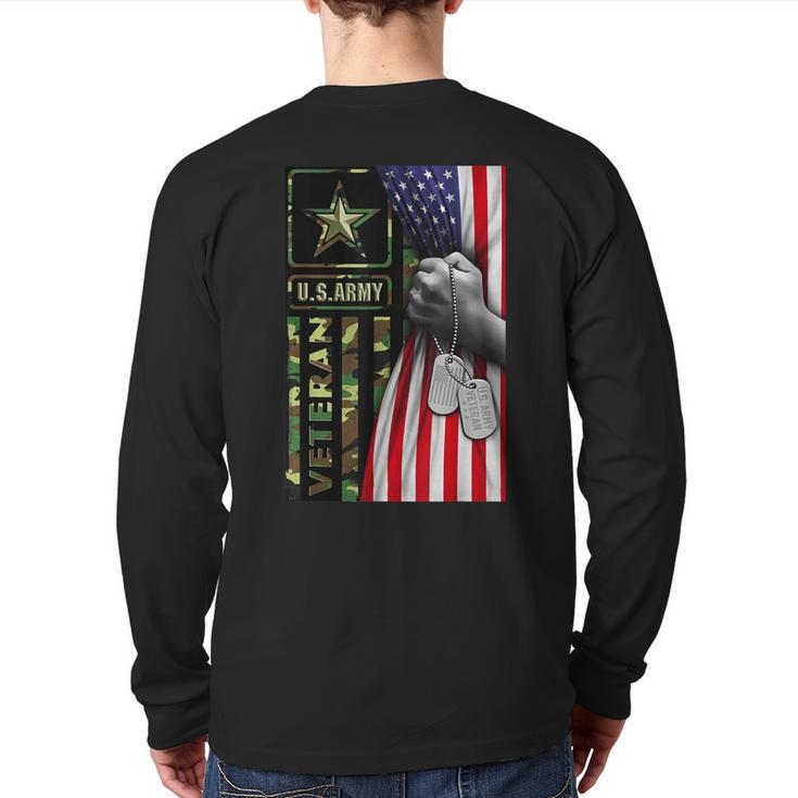 United States Army Veteran Flag Soldier Military Us Army Back Print Long Sleeve T-shirt