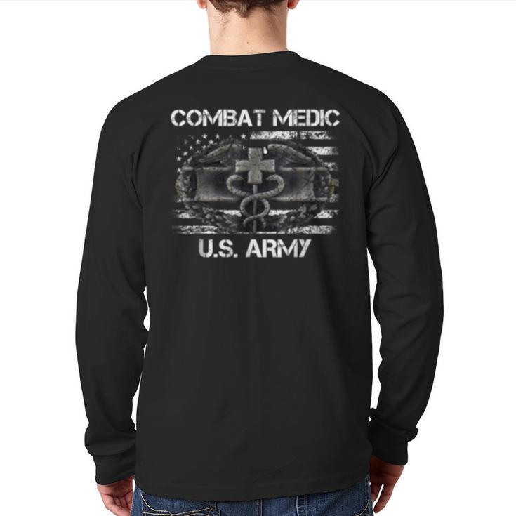 Us Army Combat Medic Us Army Veteran  Back Print Long Sleeve T-shirt
