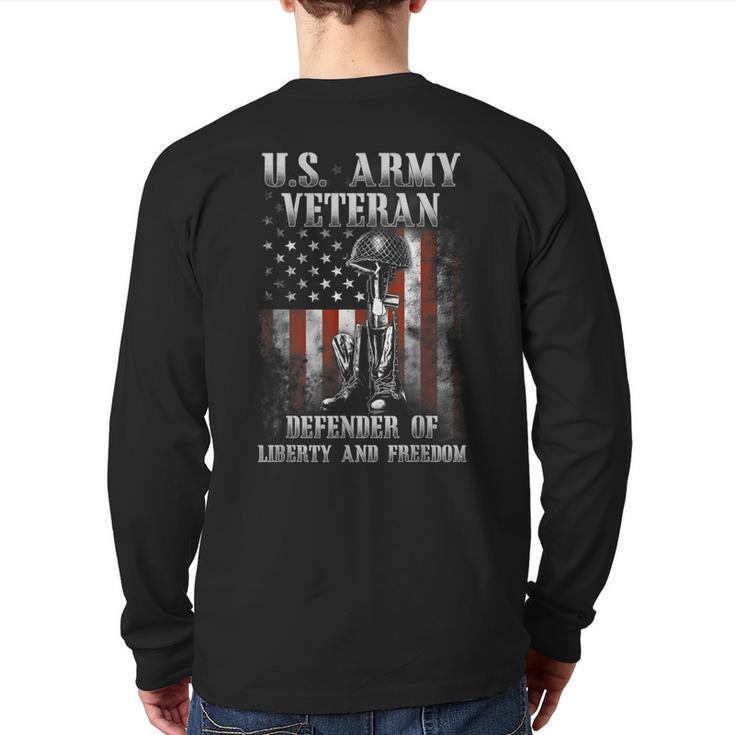 Us Army Veteran Defender Of Liberty 4Th July Day T Back Print Long Sleeve T-shirt