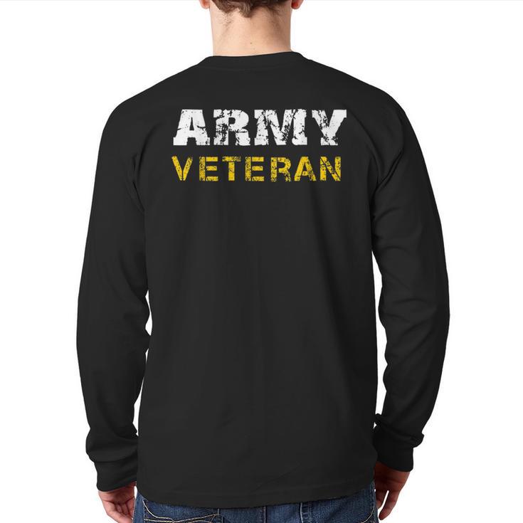 Us Army Veterans Distressed Font Back Print Long Sleeve T-shirt