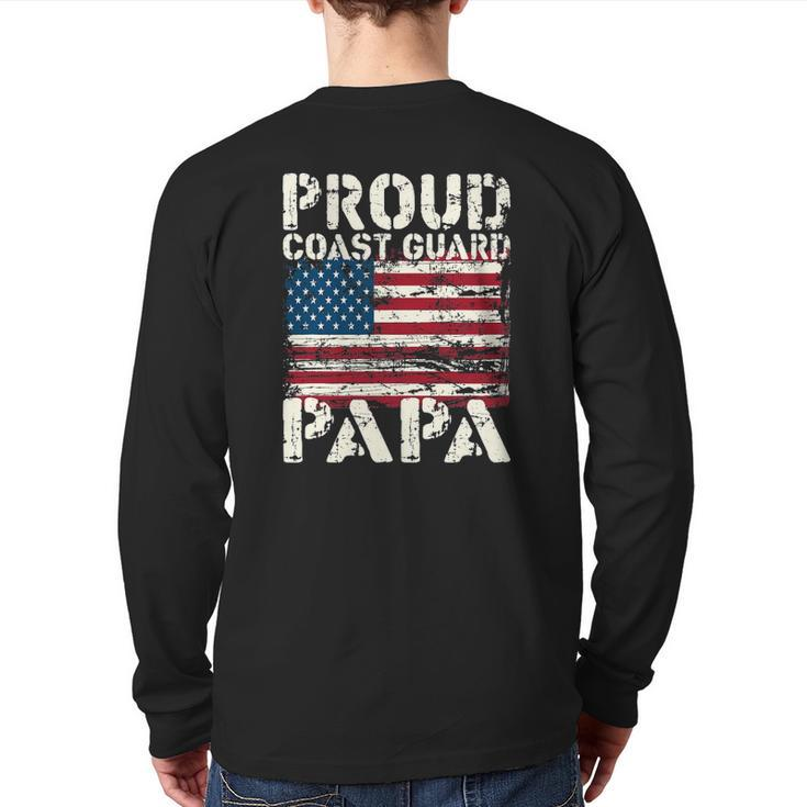 Us Coast Guard Uscg American Flag Coast Guard Papa Back Print Long Sleeve T-shirt