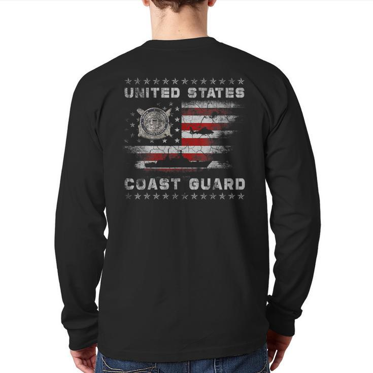 Us Coast Guard Uscg Veteran Vintage Mens Veteran  Back Print Long Sleeve T-shirt