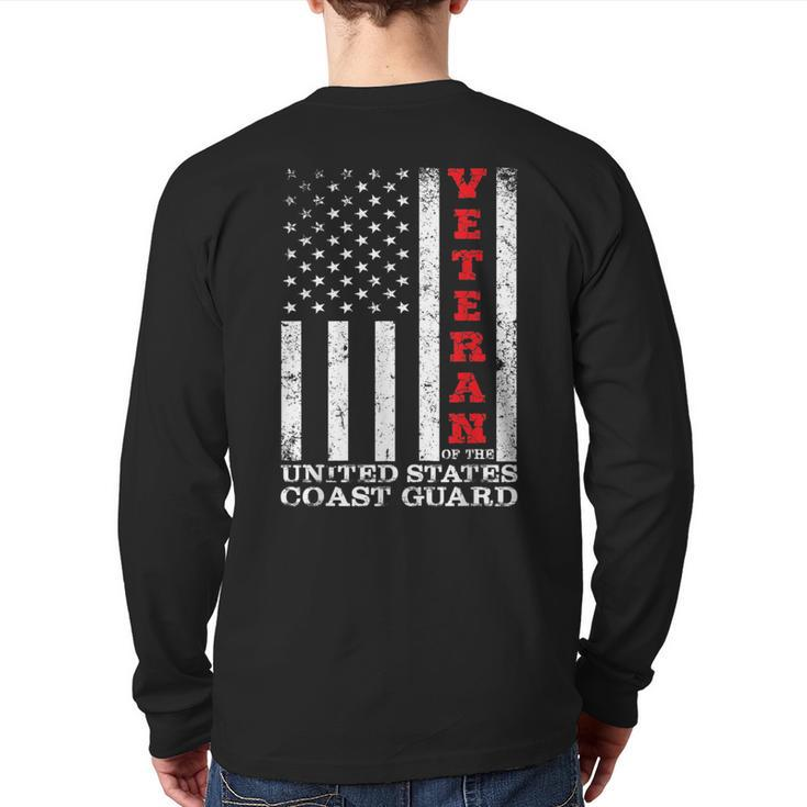 Us Coast Guard Veteran Uscg American Flag T Veteran  Back Print Long Sleeve T-shirt