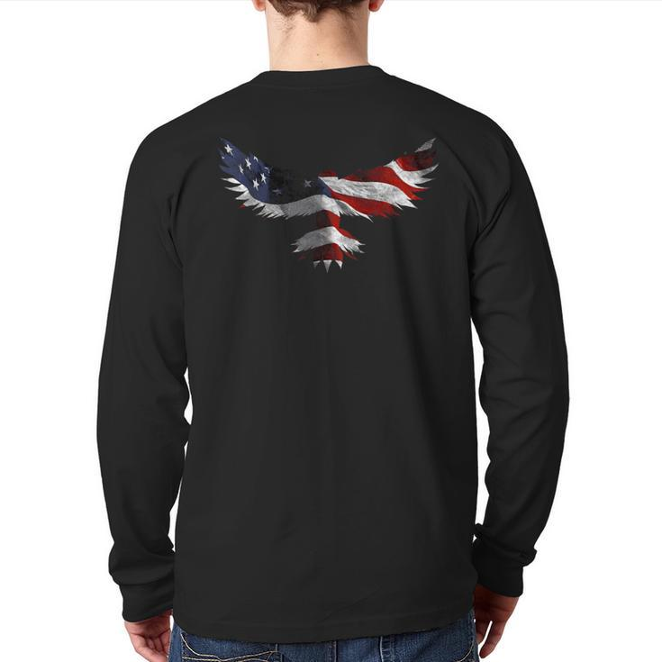 Usa American Flag Eagle 4Th Of July Patriotic Eagle Back Print Long Sleeve T-shirt