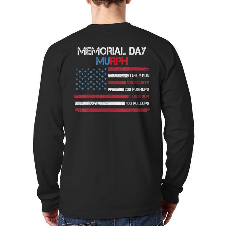 Usa American Flag Memorial Day Murph 2023 Veteran Workout Back Print Long Sleeve T-shirt