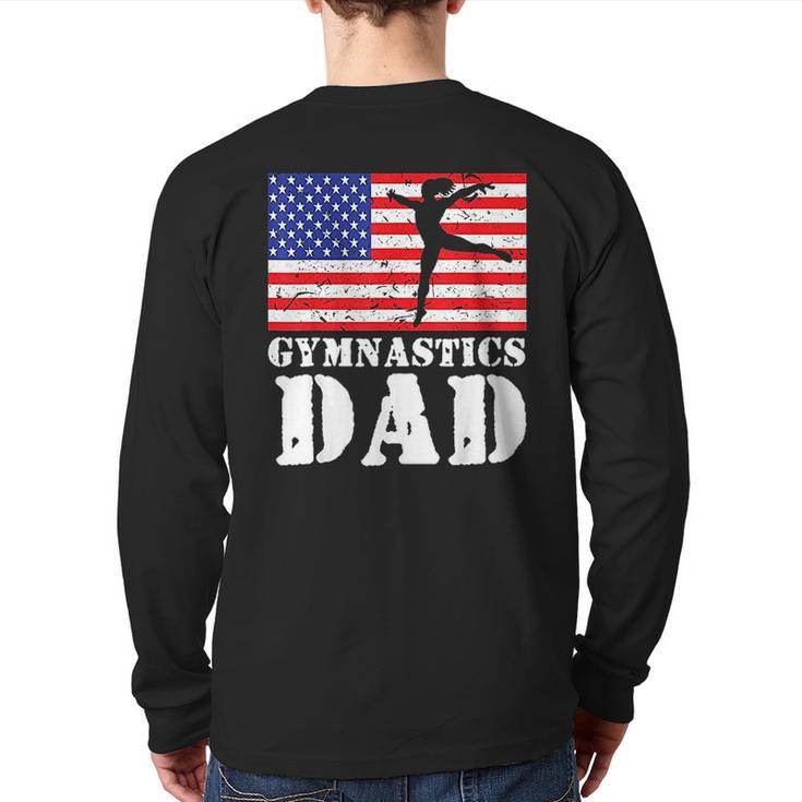 Usa American Gymnastics Dad Back Print Long Sleeve T-shirt
