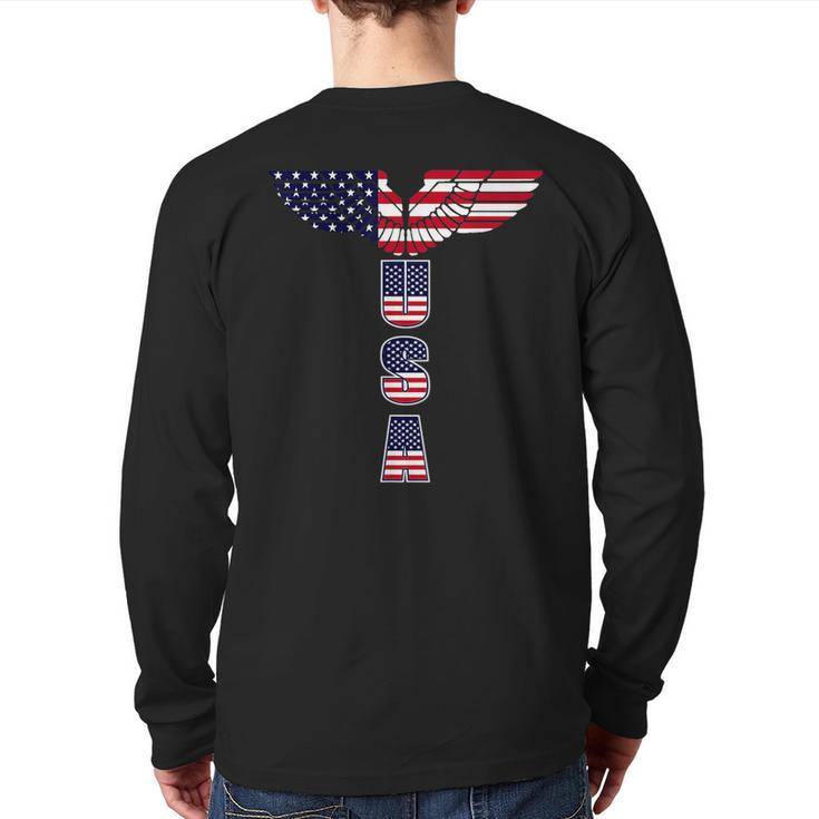 Usa Bald Eagle Wings 4Th Of July Veterans Usa  Back Print Long Sleeve T-shirt