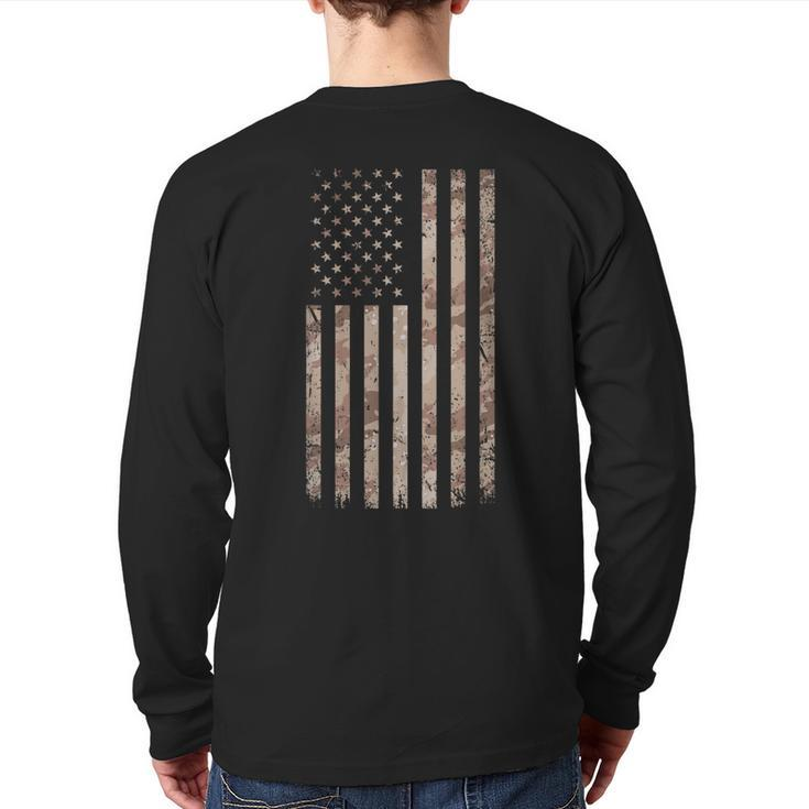 Usa Camouflage Flag For Men Fathers Day Camo Flag Back Print Long Sleeve T-shirt
