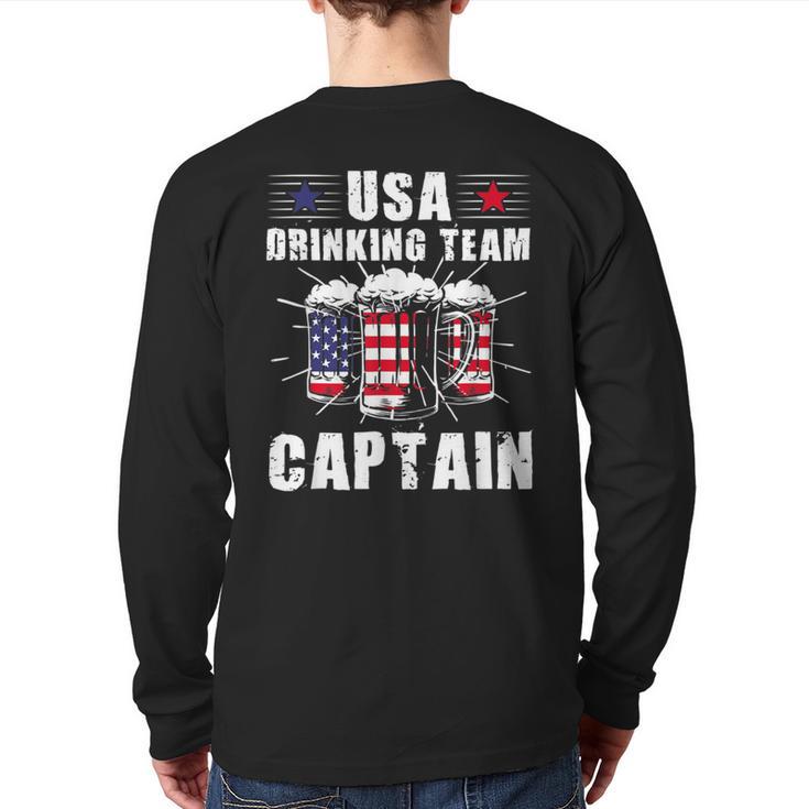 Usa Drinking Team Captain 4Th Of July Patriotic Back Print Long Sleeve T-shirt