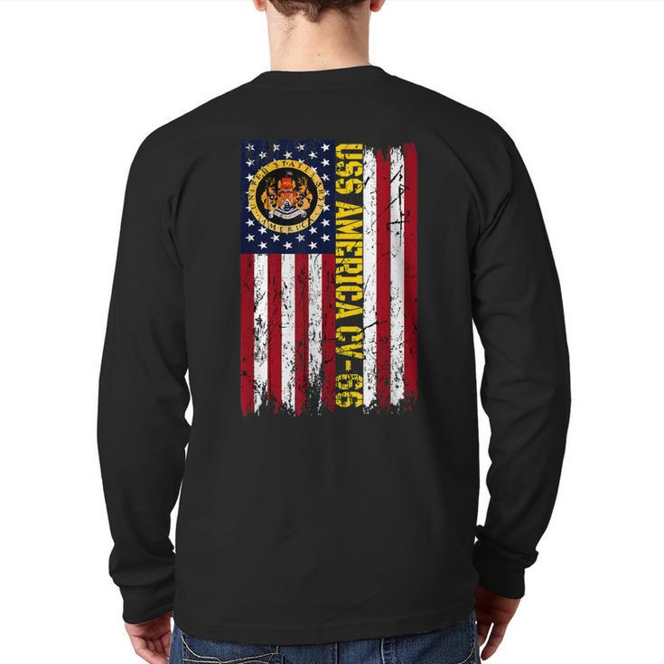 Uss America Cv66 Aircraft Carrier Veteran Day American Flag Back Print Long Sleeve T-shirt