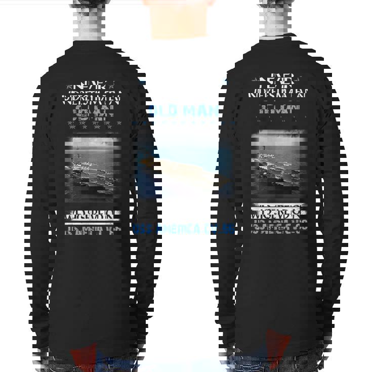 Uss America Cv66 Aircraft Carrier Veterans Day Father Day Back Print Long Sleeve T-shirt