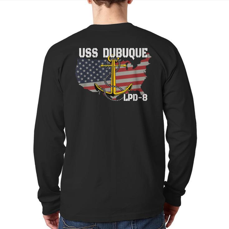 Uss Dubuque Lpd-8 Landing Platform Dock Veterans Day Father Back Print Long Sleeve T-shirt