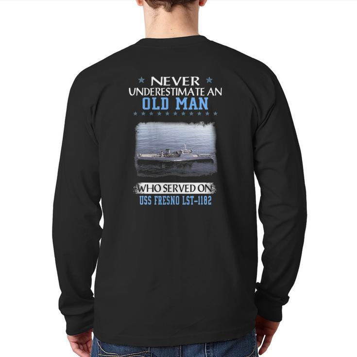 Uss Fresno Lst 1182 Veterans Day Father's Day Back Print Long Sleeve T-shirt