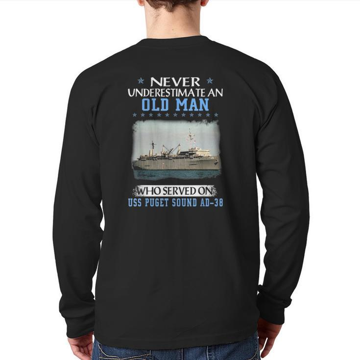 Uss Puget Sound Ad 38 Veteran's Day Father's Day Back Print Long Sleeve T-shirt