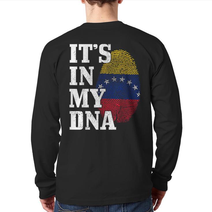 Venezuela It's In My Dna Flag Pride Roots Vintage Venezuelan Back Print Long Sleeve T-shirt