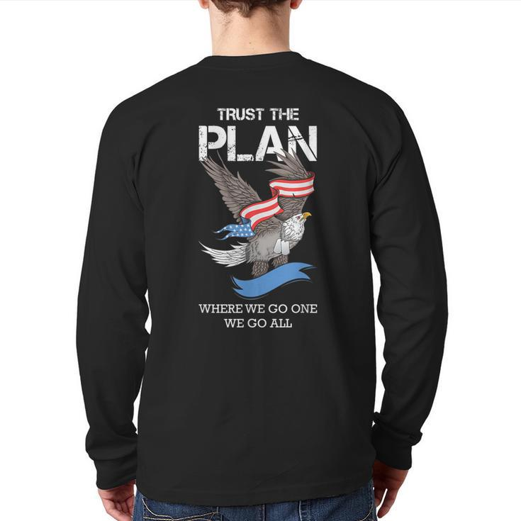 Veteran American Flag Eagle Trust The Plan Military Back Print Long Sleeve T-shirt