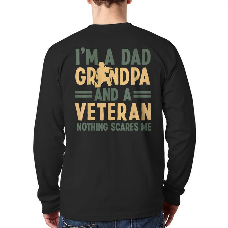 Veteran Dad Grandpa Patriotic Navy Army Veteran Pride Back Print Long Sleeve T-shirt