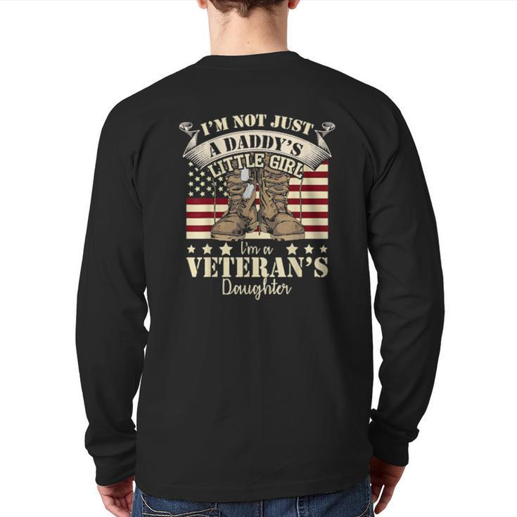 Veteran Day Veterans Daughter Us Flag Combat Boots Dog Tags Back Print Long Sleeve T-shirt