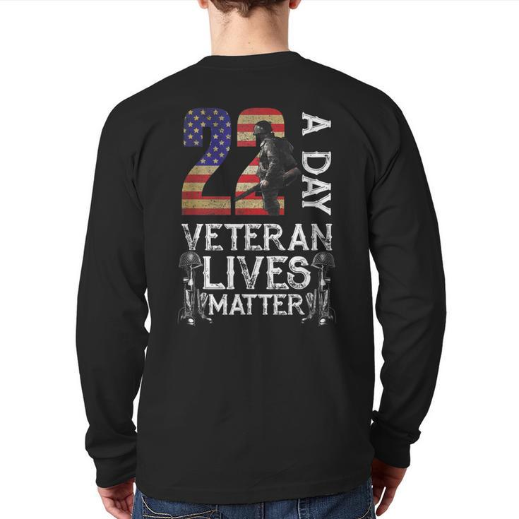 Veteran Matter Suicide Awareness Veteran 22 Day Usa Flag Back Print Long Sleeve T-shirt