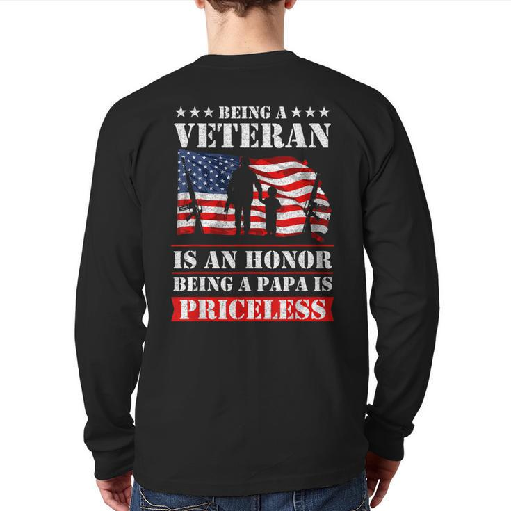 Veteran Papa Military Dad Army Father's Day  Back Print Long Sleeve T-shirt