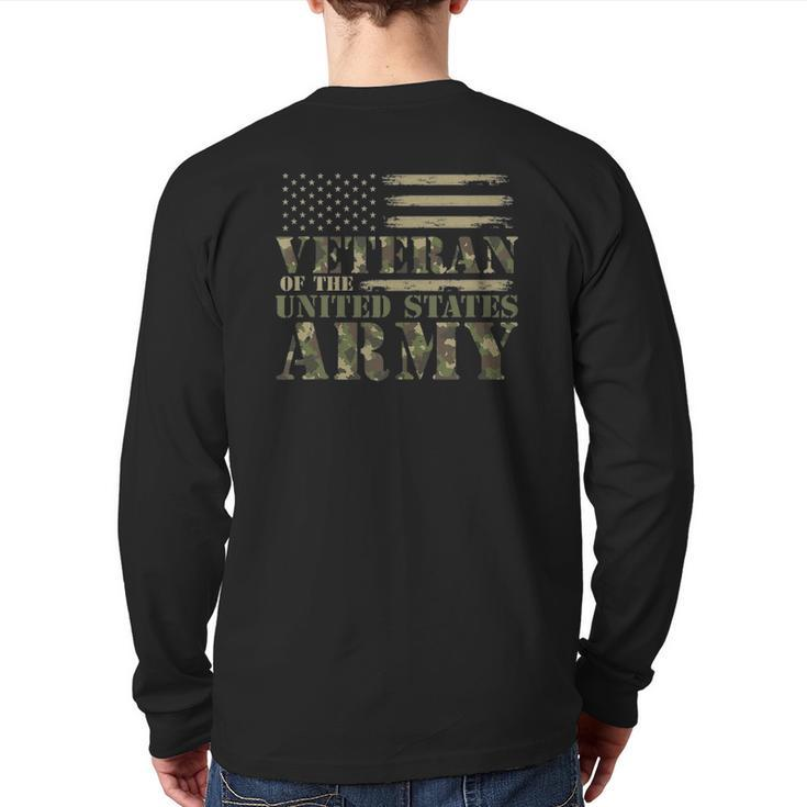 Veteran Of The United States Army Camouflage Us Flag Veteran Back Print Long Sleeve T-shirt