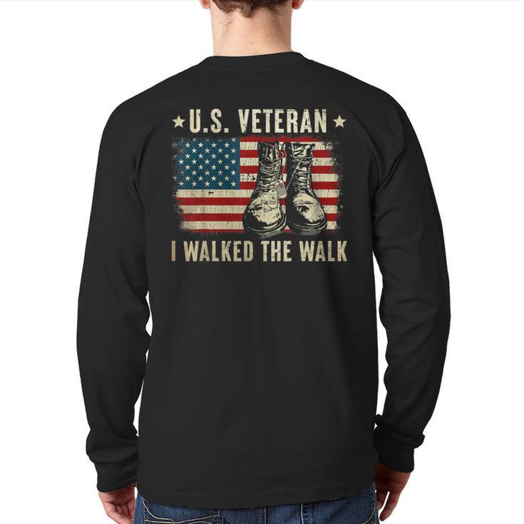 Veteran Of United States Us Army American Flag Vintage Back Print Long Sleeve T-shirt