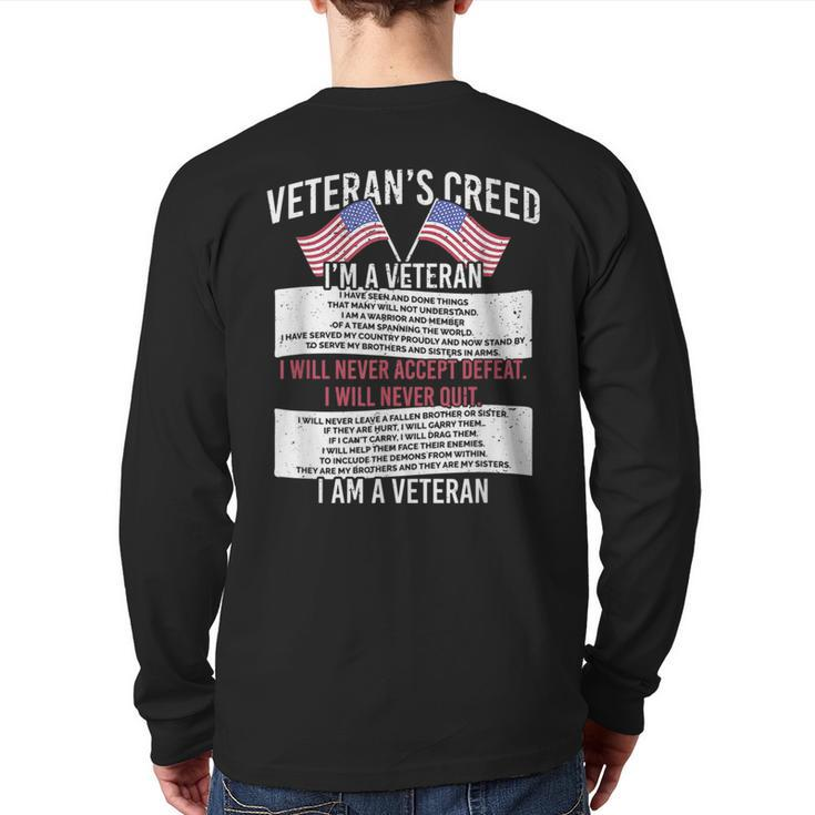 Veteran's Creed Patriot Grandpa Chirstian Vietnam War Back Print Long Sleeve T-shirt