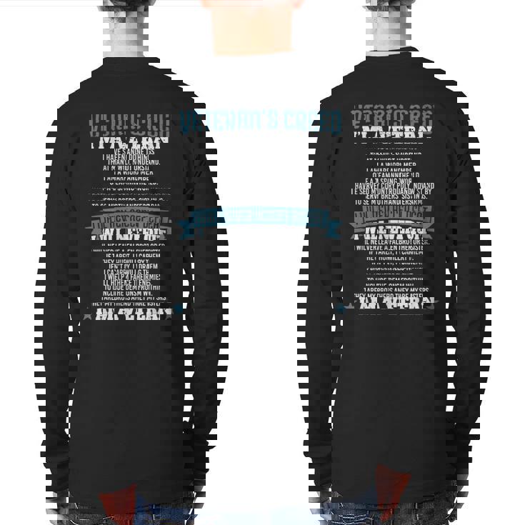 Veteran's Creed Patriot Grandpa Vietnam War Back Print Long Sleeve T-shirt