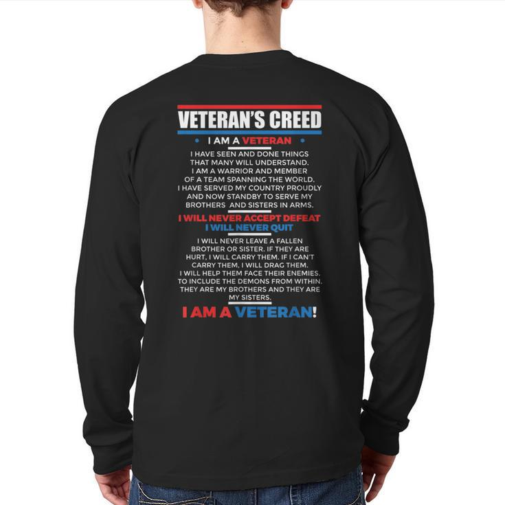 Veteran's Creed Patriot Usa Military Comrades America Back Print Long Sleeve T-shirt