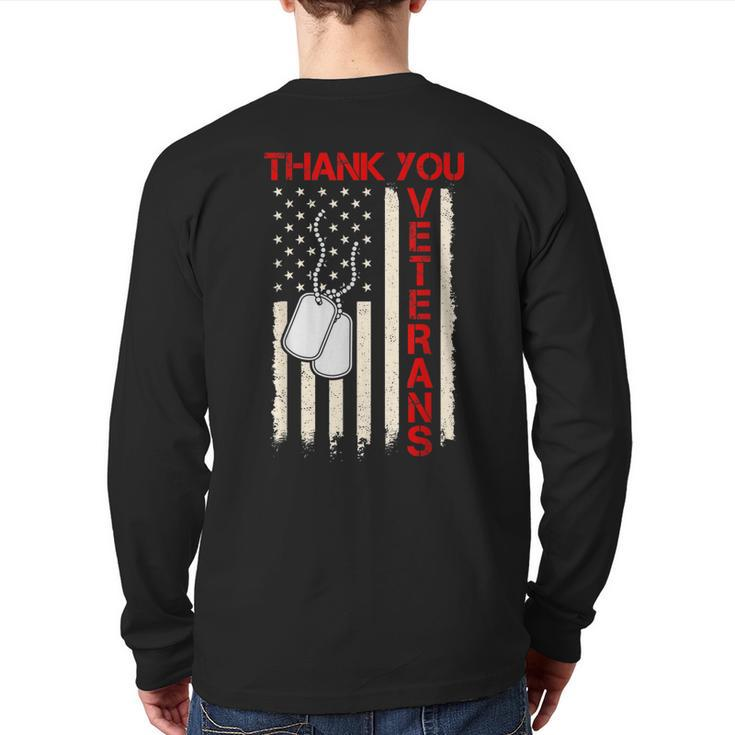 Veterans Day Us Flag Patriotic Proud Military Back Print Long Sleeve T-shirt