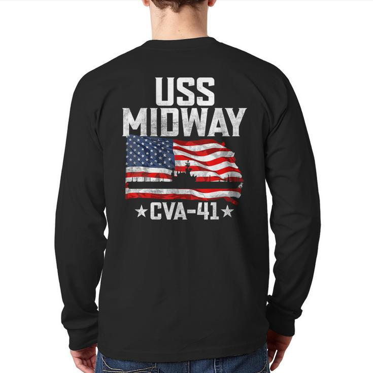 Veterans Day Uss Midway Cva-41 Armed Forces Soldiers Army Back Print Long Sleeve T-shirt