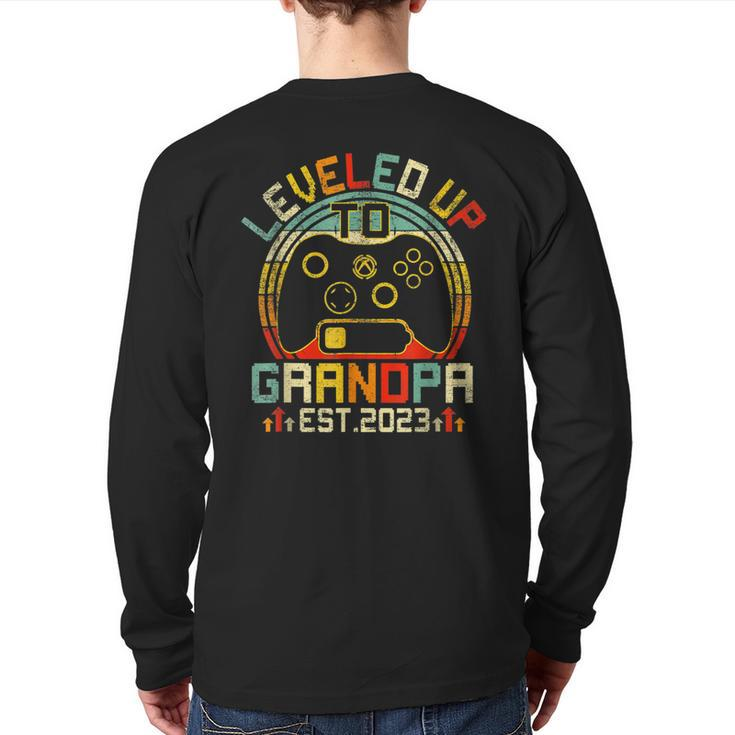 Video Game Level Up To Grandpa 2023 New Dad Fathers Day Back Print Long Sleeve T-shirt