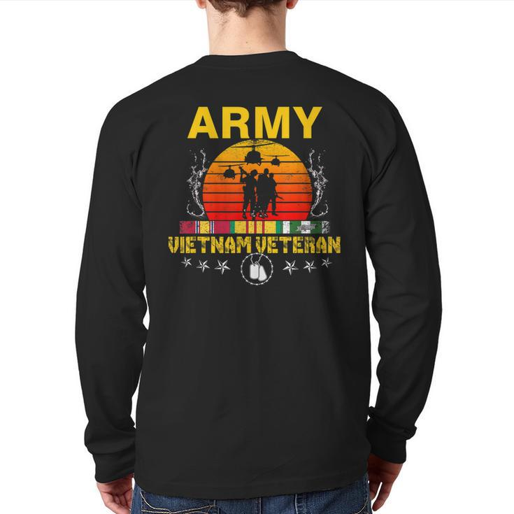 Vietnam Veteran Army Proud Vietnam Veteran's  Back Print Long Sleeve T-shirt