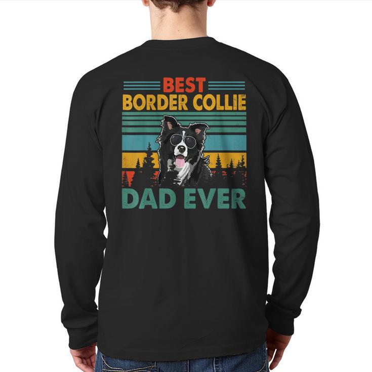 Vintag Retro Best Border Collie Dad Happy Father's Day Back Print Long Sleeve T-shirt