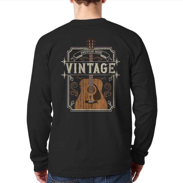 Vintage Acoustic Guitar Collector Retro Guitarist Back Print Long Sleeve T-shirt