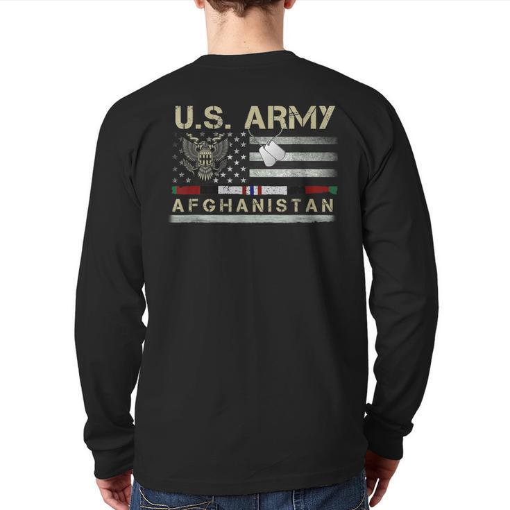 Vintage Afghanistan Veteran Us Army Military Back Print Long Sleeve T-shirt